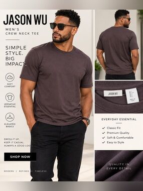 Jason Wu Men's Crew Neck Tee - Chocolate size